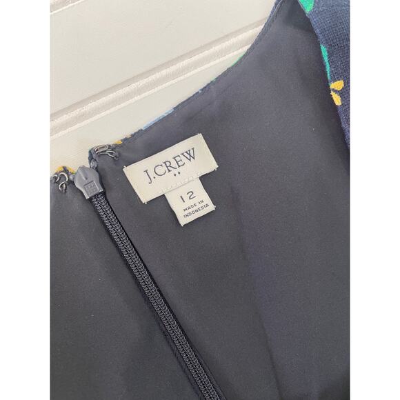 J. Crew Floral Basketweave Square Neck Lined Shift Dress - Size Women's 12 - Picture 2 of 6